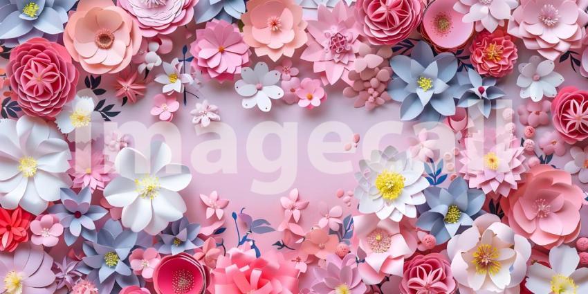 Intricate Paper Cut Flowers Background, Delicate Floral Paper Cuts Background - Ai Generated