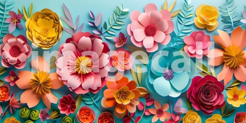 Intricate Paper Cut Flowers Background, Delicate Floral Paper Cuts Background - Ai Generated
