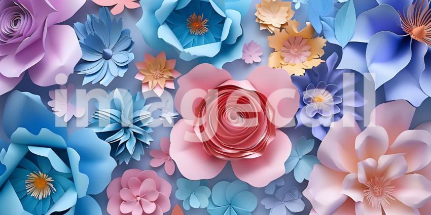 Intricate Paper Cut Flowers Background, Delicate Floral Paper Cuts Background - Ai Generated