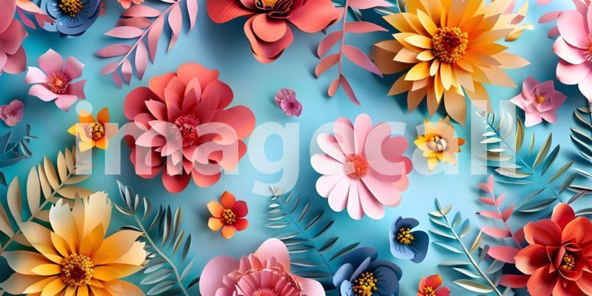 Intricate Paper Cut Flowers Background, Delicate Floral Paper Cuts Background - Ai Generated