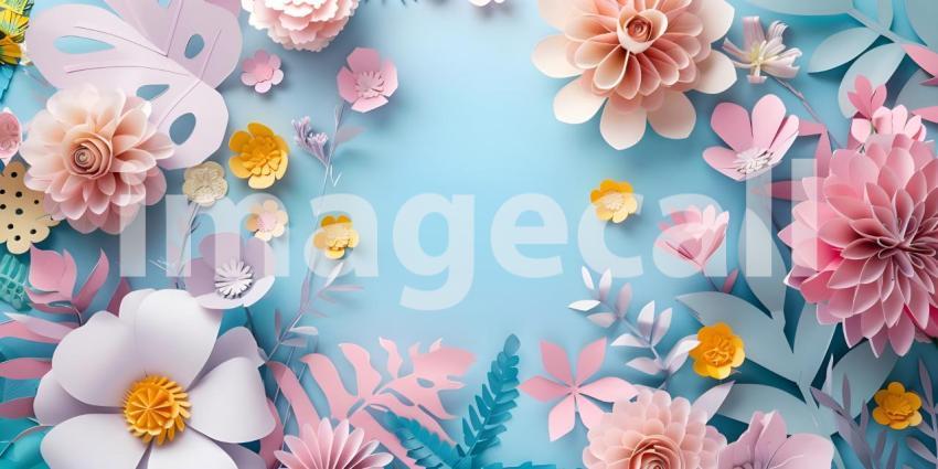 Intricate Paper Cut Flowers Background, Delicate Floral Paper Cuts Background - Ai Generated