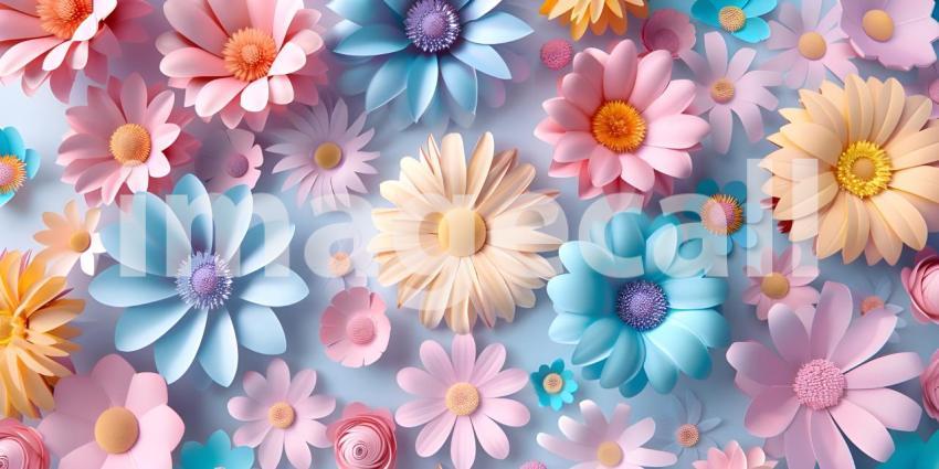 Intricate Paper Cut Flowers Background, Delicate Floral Paper Cuts Background - Ai Generated