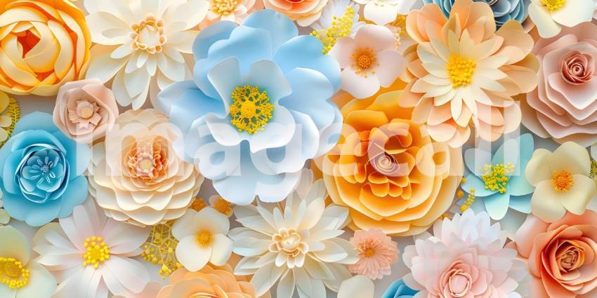Intricate Paper Cut Flowers Background, Delicate Floral Paper Cuts Background - Ai Generated