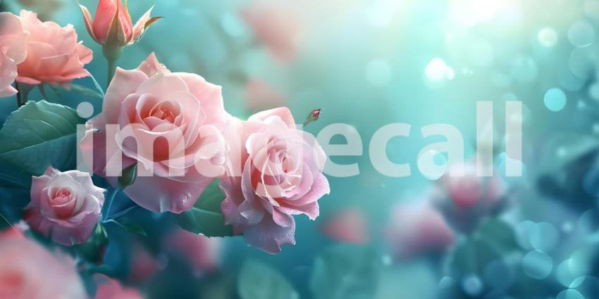Serene Rosa Flower Setting, Tranquil Rosa Flower Backdrop Background - Ai Generated
