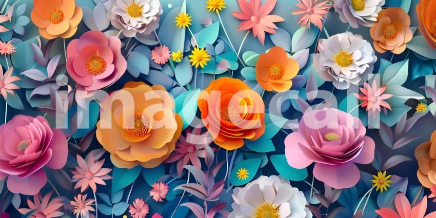 Intricate Paper Cut Flowers Background, Delicate Floral Paper Cuts Background - Ai Generated