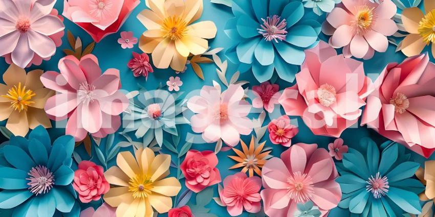 Intricate Paper Cut Flowers Background, Delicate Floral Paper Cuts Background - Ai Generated