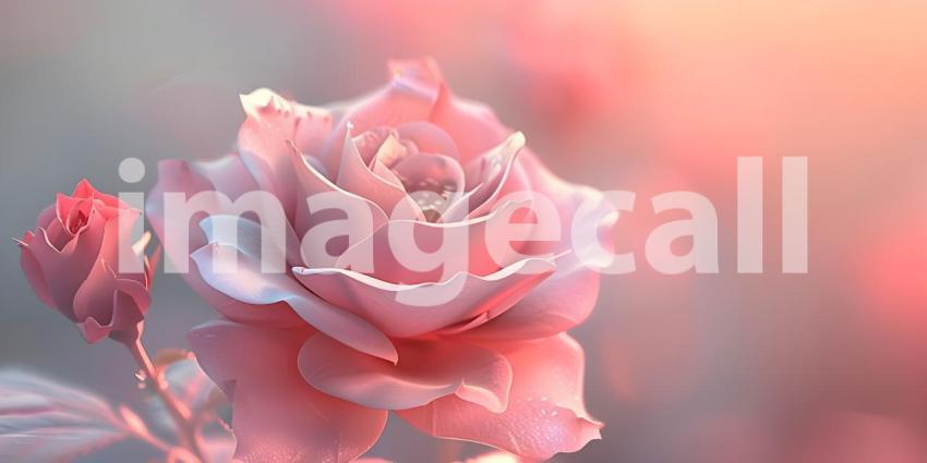 Serene Rosa Flower Setting, Tranquil Rosa Flower Backdrop Background - Ai Generated