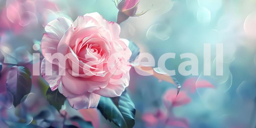 Serene Rosa Flower Setting, Tranquil Rosa Flower Backdrop Background - Ai Generated