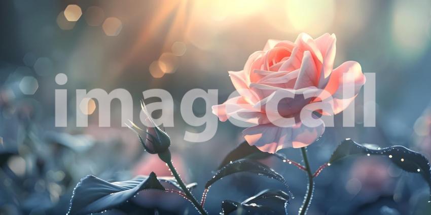 Serene Rosa Flower Setting, Tranquil Rosa Flower Backdrop Background - Ai Generated