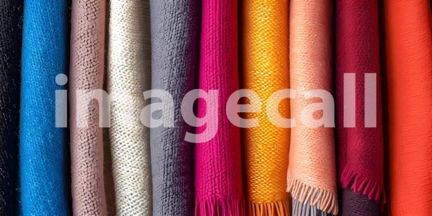 Row of different colorful youth cashmere background - Ai Generated