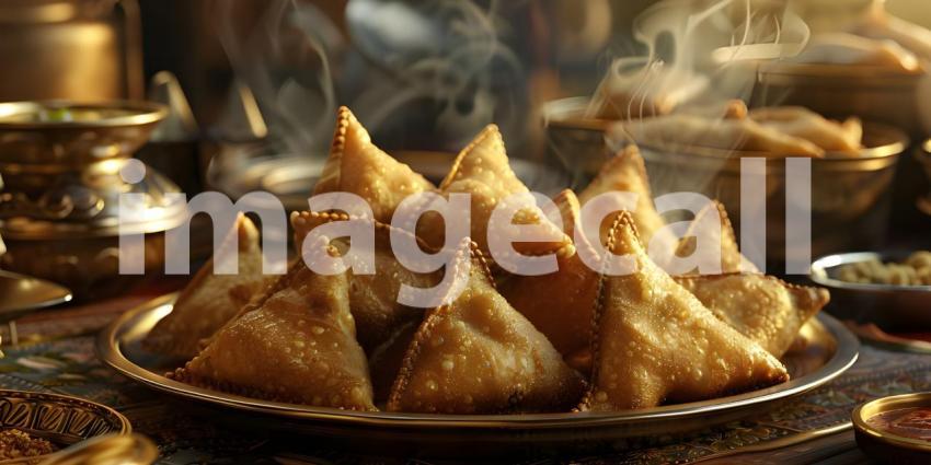 Samosas Indian special tradition background - Ai Generated
