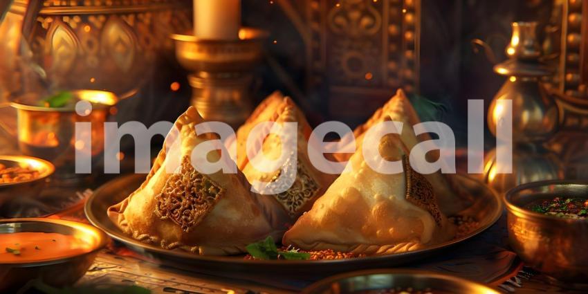 Samosas Indian special tradition background - Ai Generated