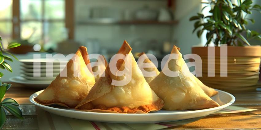 Samosas Indian special tradition background - Ai Generated