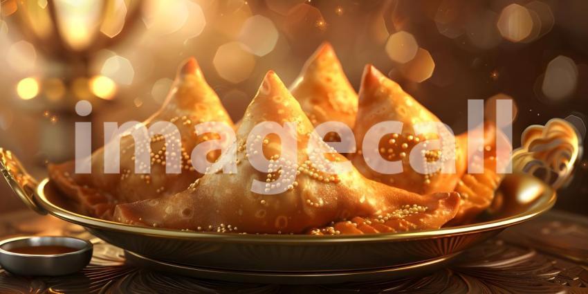 Samosas Indian special tradition background - Ai Generated