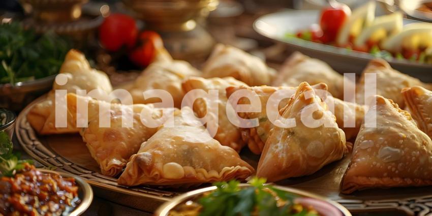 Samosas Indian special tradition background - Ai Generated