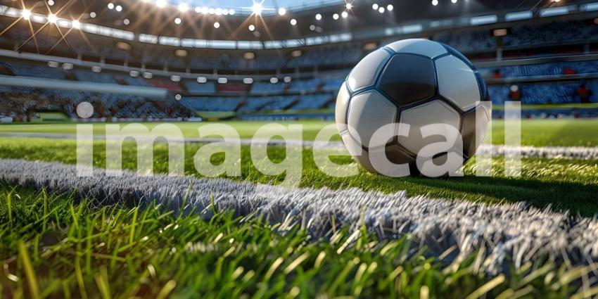 Background of Soccer Stadium, Stadium Setting with Football Field Background - Ai Generated