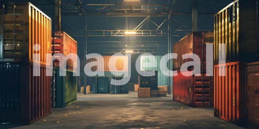 Stacked Cargo Containers in the Storage Area port background - Ai Generated