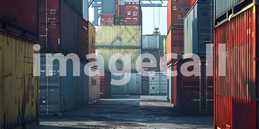 Stacked Cargo Containers in the Storage Area port background - Ai Generated