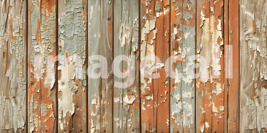 Texture of vintage wood boards with cracked paint background - Ai Generated