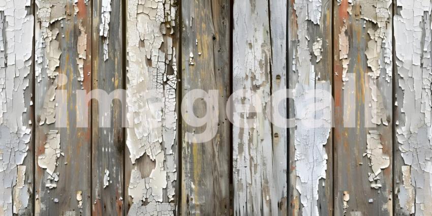 Texture of vintage wood boards with cracked paint background - Ai Generated