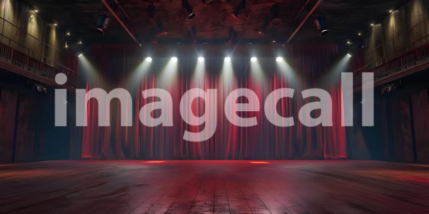 Empty stage with lighting equipment on a stage background - Ai Generated