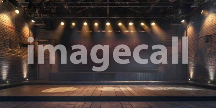 Empty stage with lighting equipment on a stage background - Ai Generated