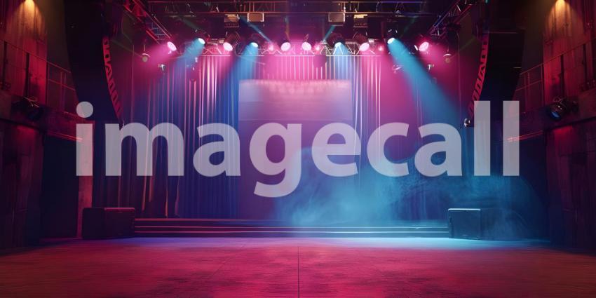 Empty stage with lighting equipment on a stage background - Ai Generated