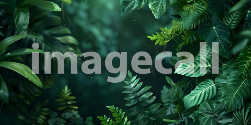 Luxury Nature Green Background, Lush Elegance: Green Background of Luxury Nature - Ai Generated