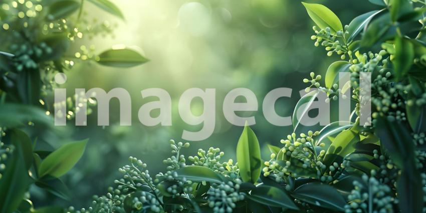 Luxury Nature Green Background, Lush Elegance: Green Background of Luxury Nature - Ai Generated