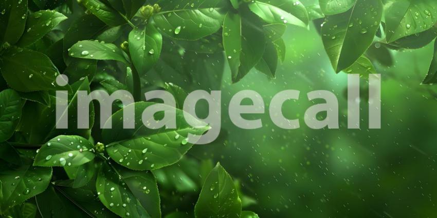Luxury Nature Green Background, Lush Elegance: Green Background of Luxury Nature - Ai Generated