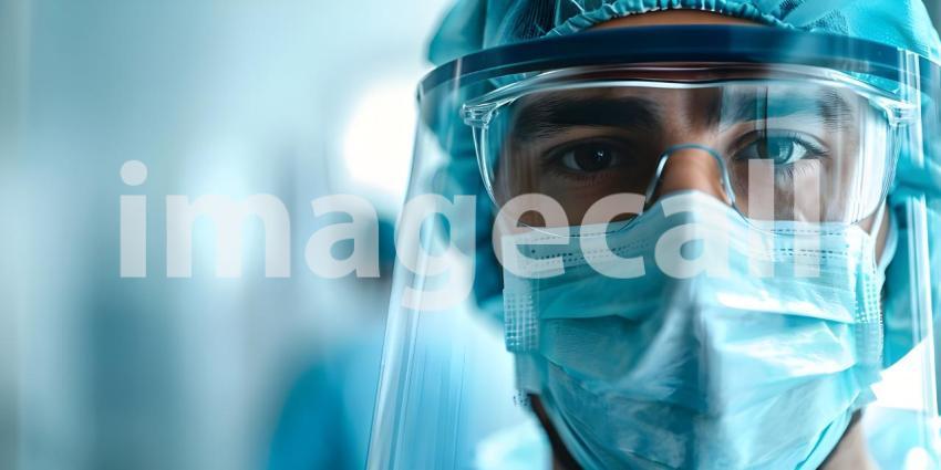 Medical Doctor smiling at camera in hospital with copy space for text background - Ai Generated