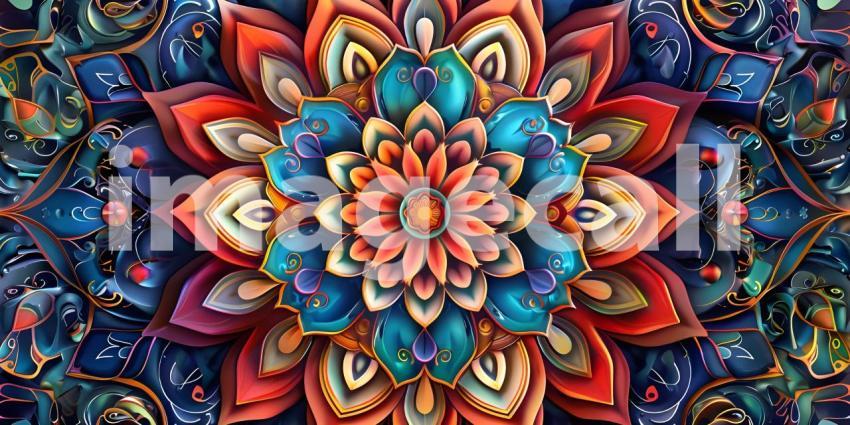 Vintage Mandala Art Background, Retro Spectrum: Colorful Mandala Vintage Art Background - Ai Generated