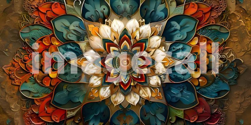 Vintage Mandala Art Background, Retro Spectrum: Colorful Mandala Vintage Art Background - Ai Generated