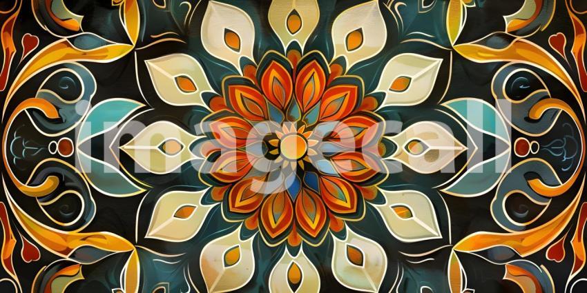 Vintage Mandala Art Background, Retro Spectrum: Colorful Mandala Vintage Art Background - Ai Generated