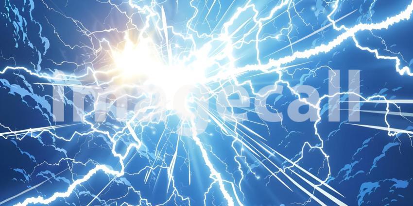 Beautiful Comic background with zoom line and lightning - Ai Generated