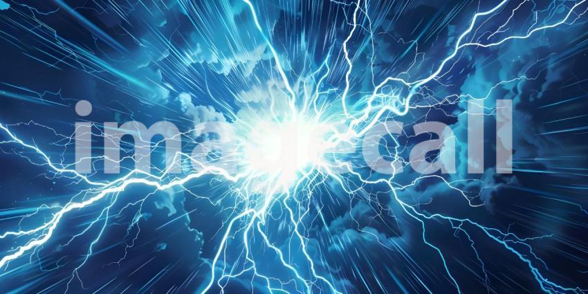 Beautiful Comic background with zoom line and lightning - Ai Generated