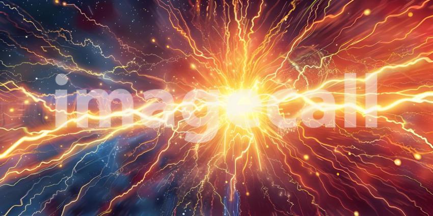 Beautiful Comic background with zoom line and lightning - Ai Generated