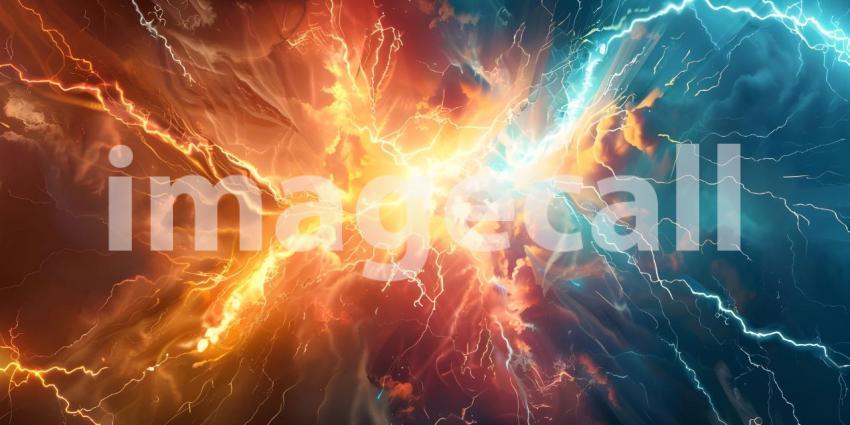 Beautiful Comic background with zoom line and lightning - Ai Generated