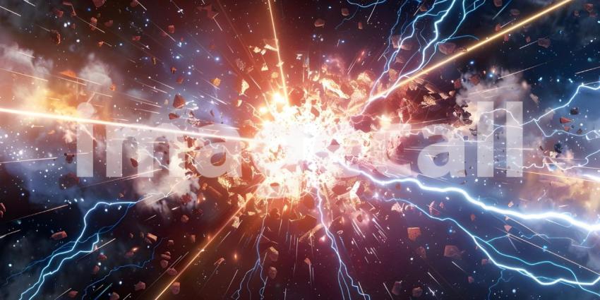 Beautiful Comic background with zoom line and lightning - Ai Generated