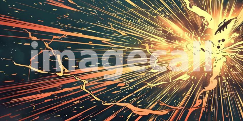 Beautiful Comic background with zoom line and lightning - Ai Generated