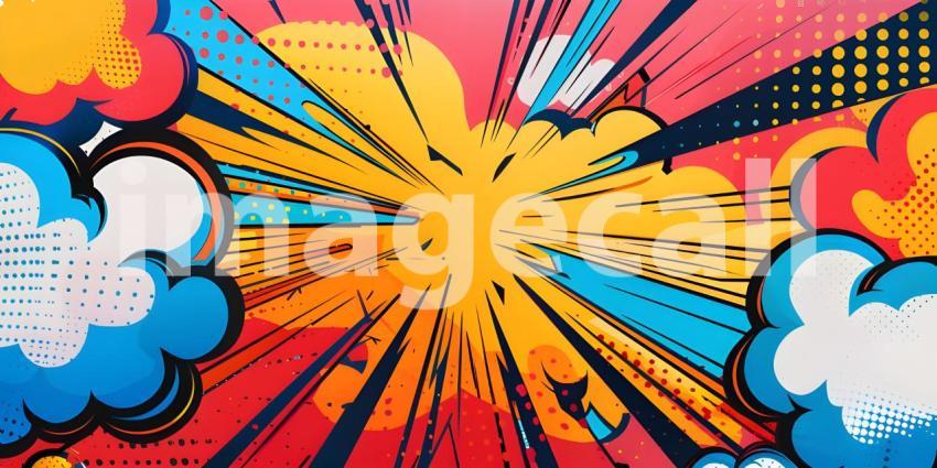 Colorful Comic cartoon pop art background - Ai Generated
