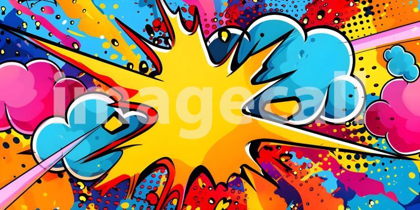 Colorful Comic cartoon pop art background - Ai Generated