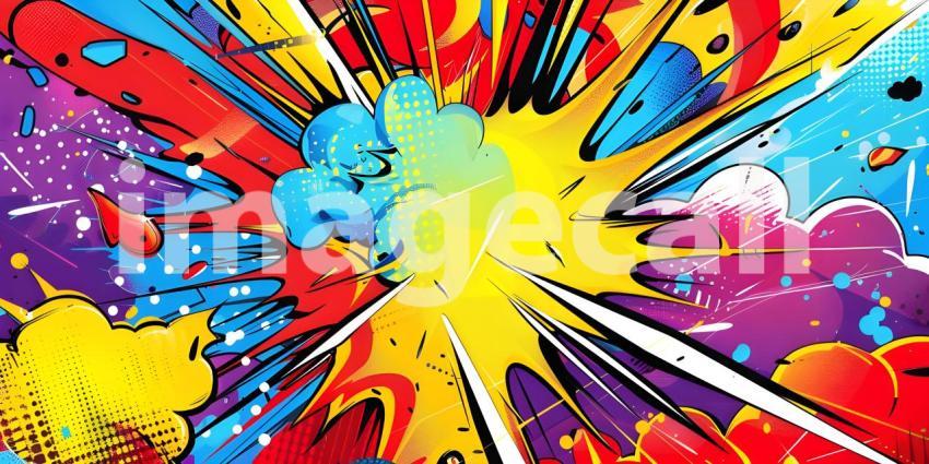 Colorful Comic cartoon pop art background - Ai Generated