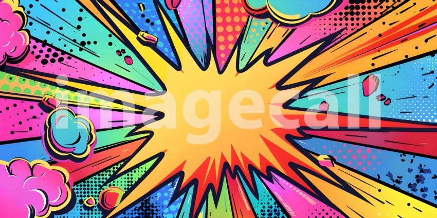 Colorful Comic cartoon pop art background - Ai Generated