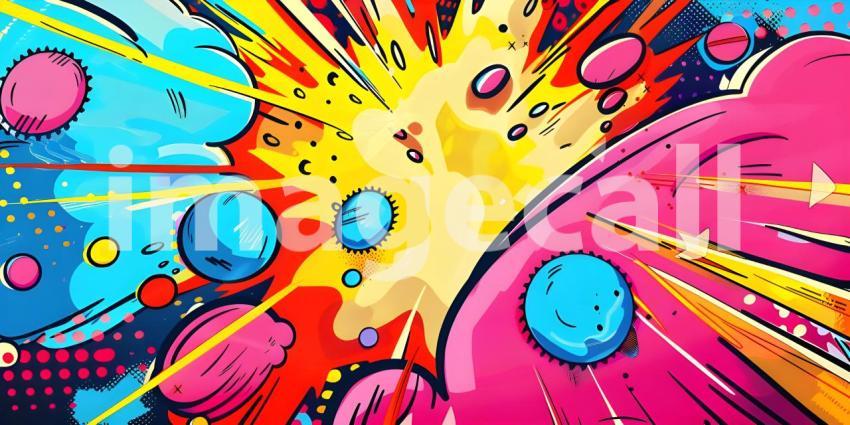 Colorful Comic cartoon pop art background - Ai Generated