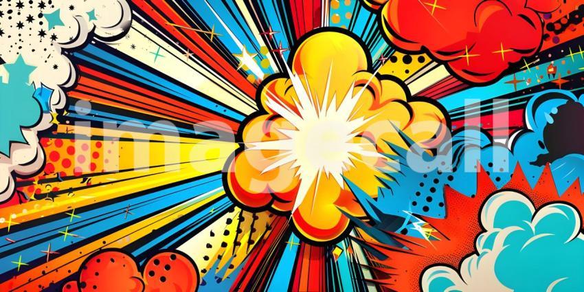 Colorful Comic cartoon pop art background - Ai Generated