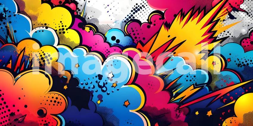 Colorful Comic cartoon pop art background - Ai Generated