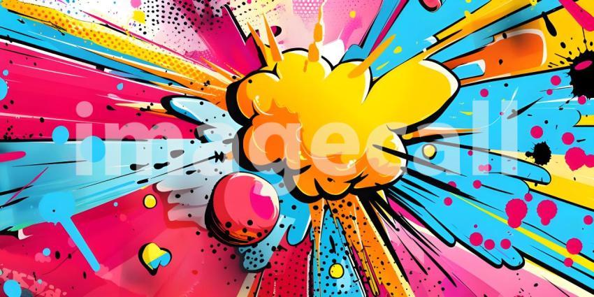 Colorful Comic cartoon pop art background - Ai Generated