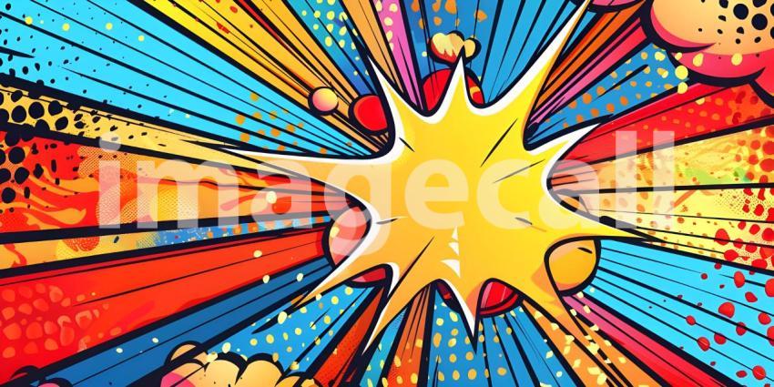 Colorful Comic cartoon pop art background - Ai Generated