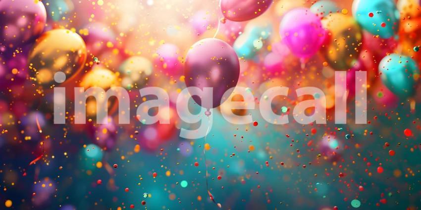 Colorful Celebration Background, Celebration Background Bursting with Color Balloons - Ai Generated
